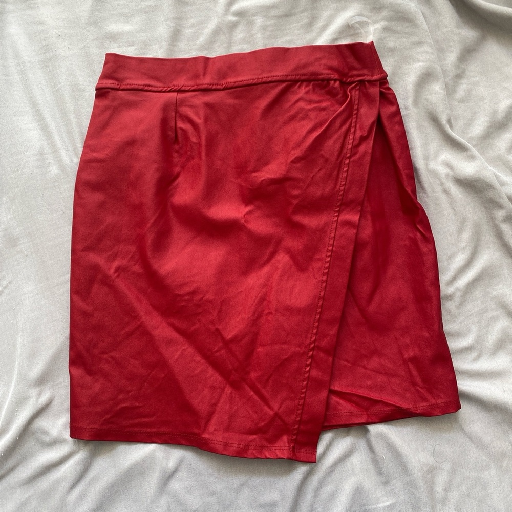 Elegant Red Wrap Skirt